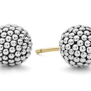 LAGOS Beaded Silver Stud Earring Signature Caviar